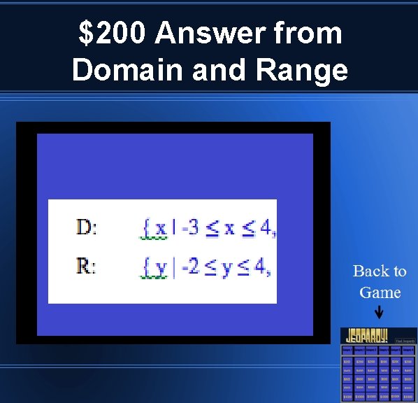 $200 Answer from Domain and Range 