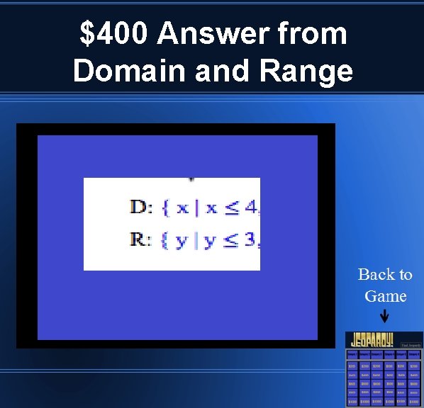 $400 Answer from Domain and Range 