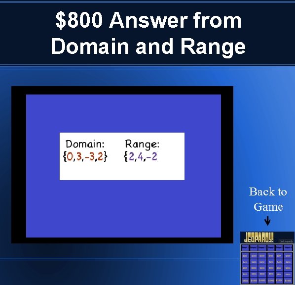 $800 Answer from Domain and Range 