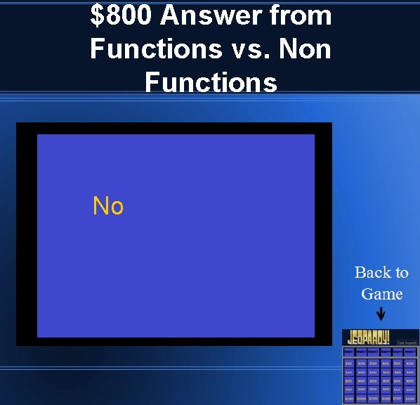 $800 Answer from Functions vs. Non Functions No 