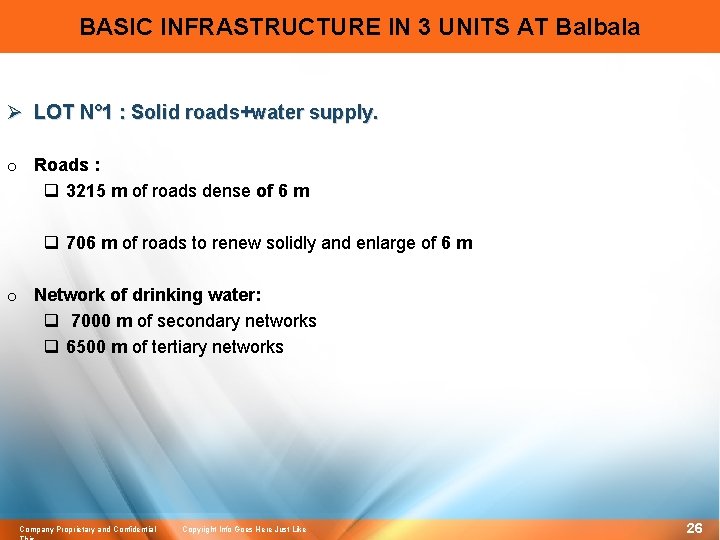 BASIC INFRASTRUCTURE IN 3 UNITS AT Balbala Ø LOT N° 1 : Solid roads+water