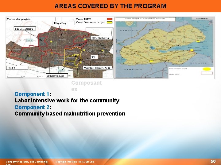 AREAS COVERED BY THE PROGRAM Composant es Component 1: Labor intensive work for the