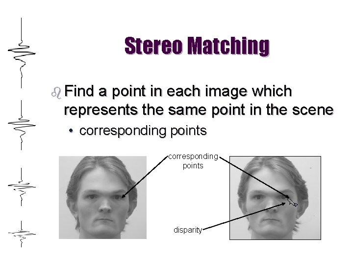 Stereo Matching b Find a point in each image which represents the same point