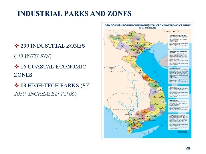 INDUSTRIAL PARKS AND ZONES v 299 INDUSTRIAL ZONES ( 43 WITH FDI) v 15