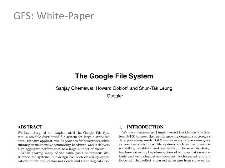 GFS: White-Paper 