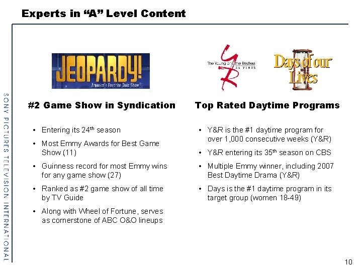 Experts in “A” Level Content #2 Game Show in Syndication • Entering its 24