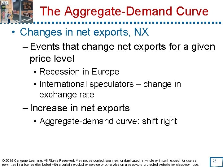 The Aggregate-Demand Curve • Changes in net exports, NX – Events that change net