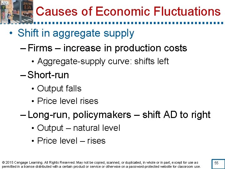 Causes of Economic Fluctuations • Shift in aggregate supply – Firms – increase in