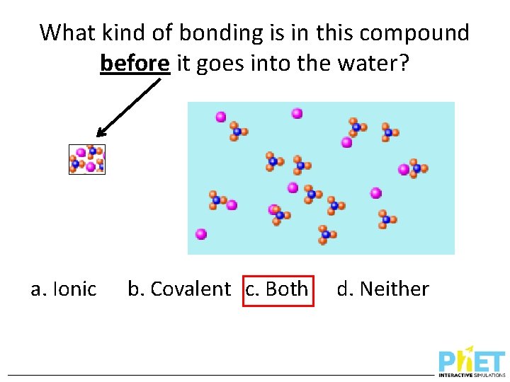 What kind of bonding is in this compound before it goes into the water?