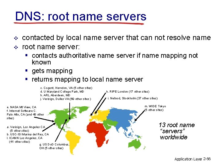DNS: root name servers v v contacted by local name server that can not