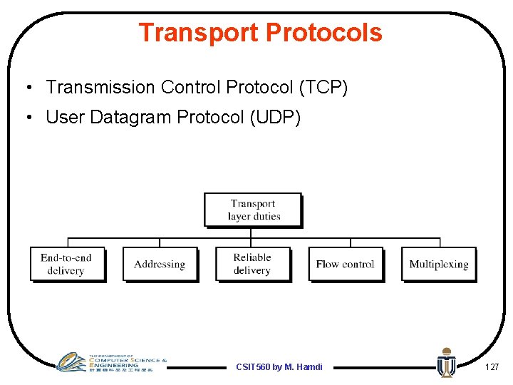 Transport Protocols • Transmission Control Protocol (TCP) • User Datagram Protocol (UDP) CSIT 560