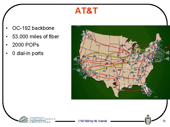 AT&T • OC-192 backbone • 53, 000 miles of fiber • 2000 POPs •