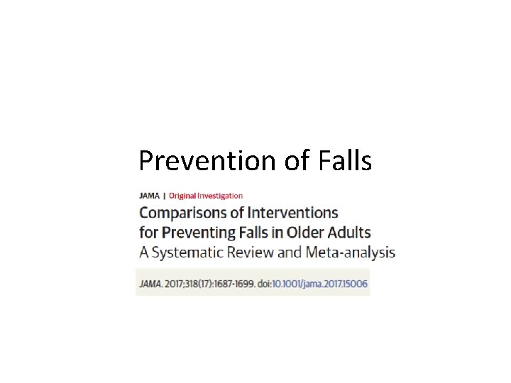Prevention of Falls 