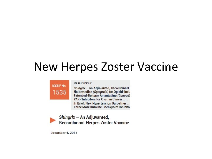 New Herpes Zoster Vaccine 