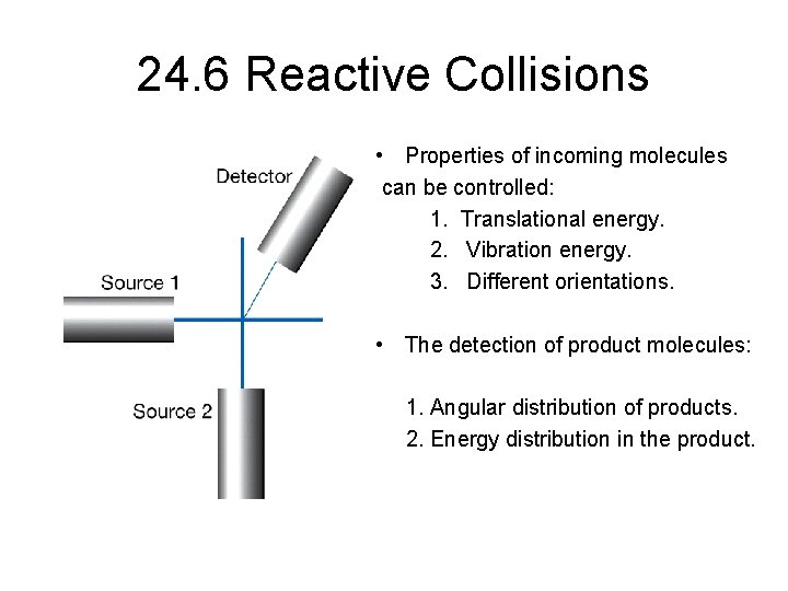 24. 6 Reactive Collisions • Properties of incoming molecules can be controlled: 1. Translational