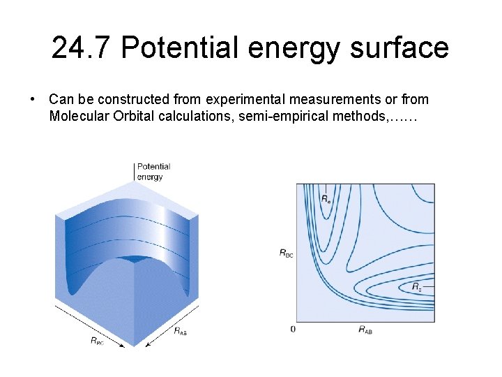 24. 7 Potential energy surface • Can be constructed from experimental measurements or from