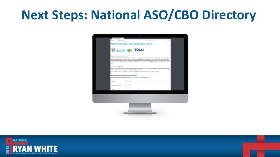 Next Steps: National ASO/CBO Directory 