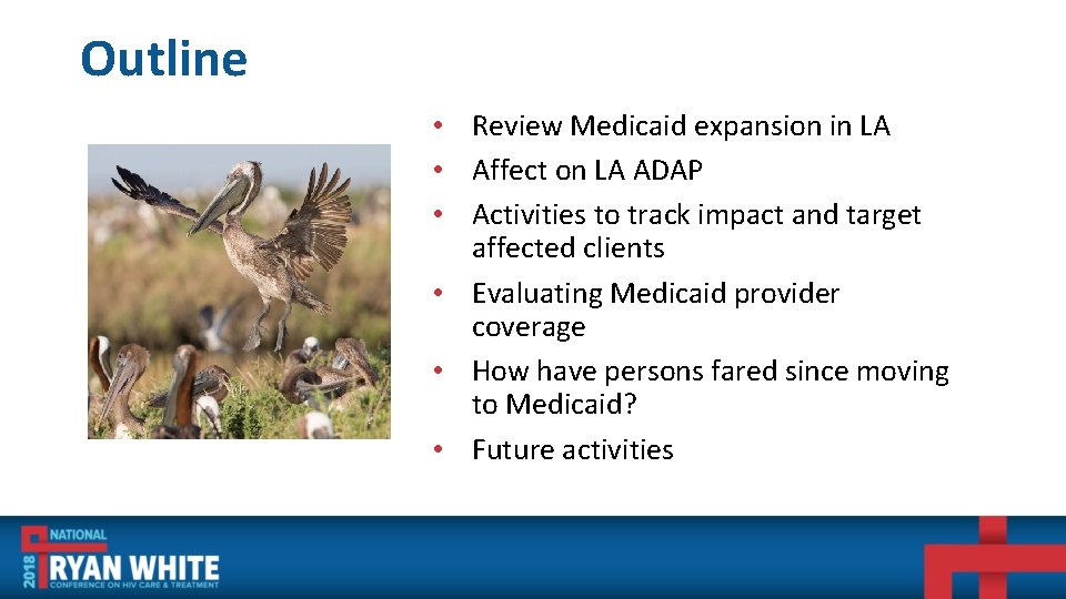 Outline • Review Medicaid expansion in LA • Affect on LA ADAP • Activities