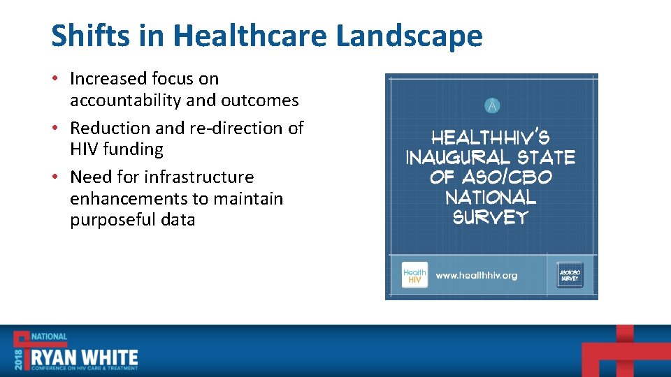 Shifts in Healthcare Landscape • Increased focus on accountability and outcomes • Reduction and