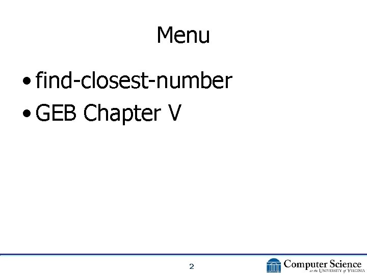 Menu • find-closest-number • GEB Chapter V 2 