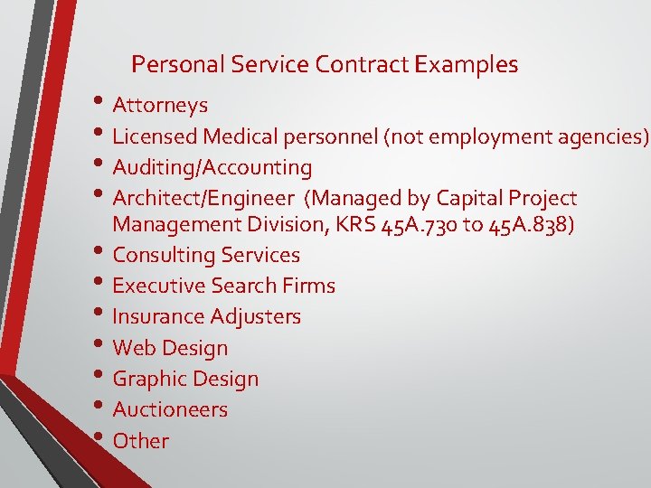 Personal Service Contract Examples • Attorneys • Licensed Medical personnel (not employment agencies) • Personal Service Contract Examples • Attorneys • Licensed Medical personnel (not employment agencies) •