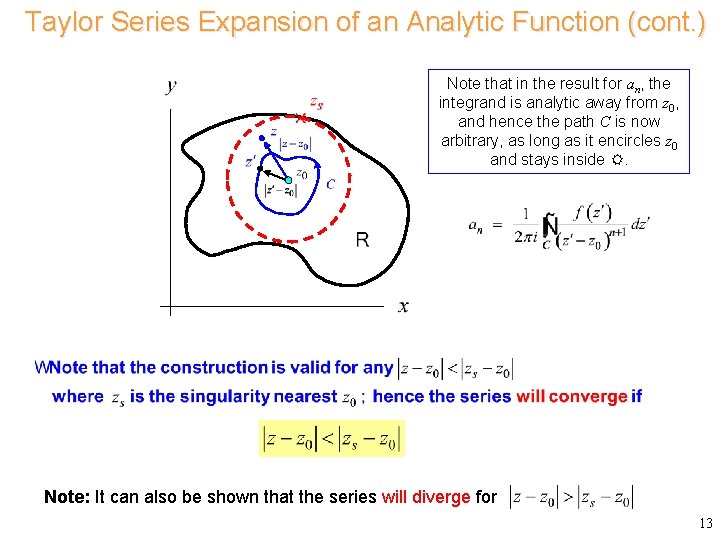 Taylor Series Expansion of an Analytic Function (cont. ) Note that in the result