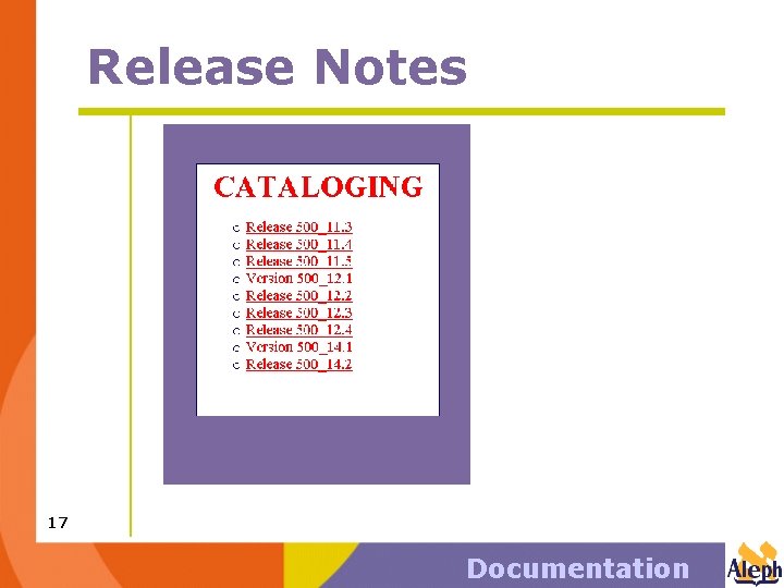 Release Notes 17 Documentation 