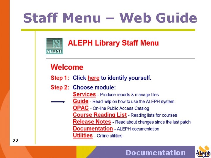 Staff Menu – Web Guide 22 Documentation 