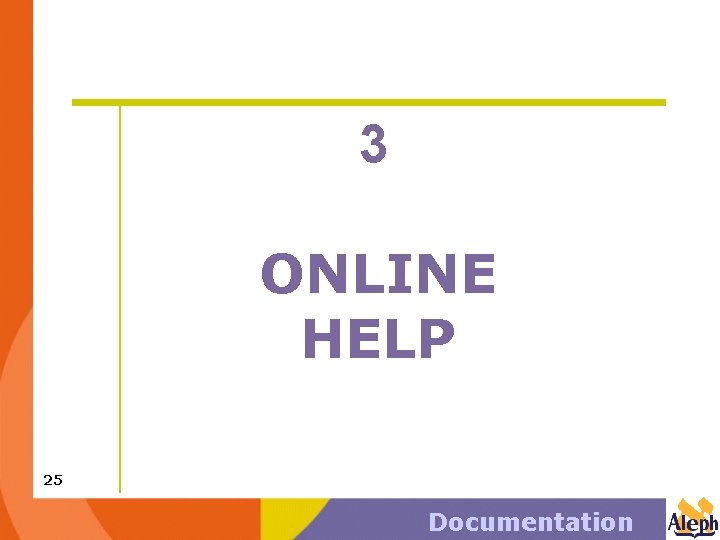 3 ONLINE HELP 25 Documentation 