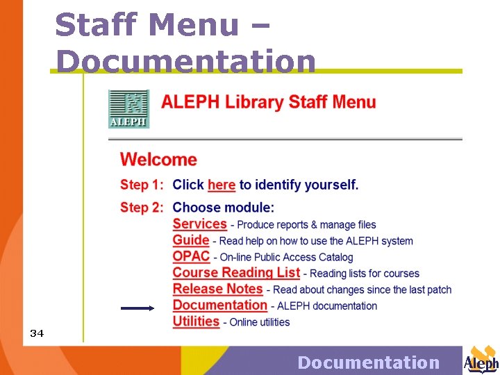 Staff Menu – Documentation 34 Documentation 