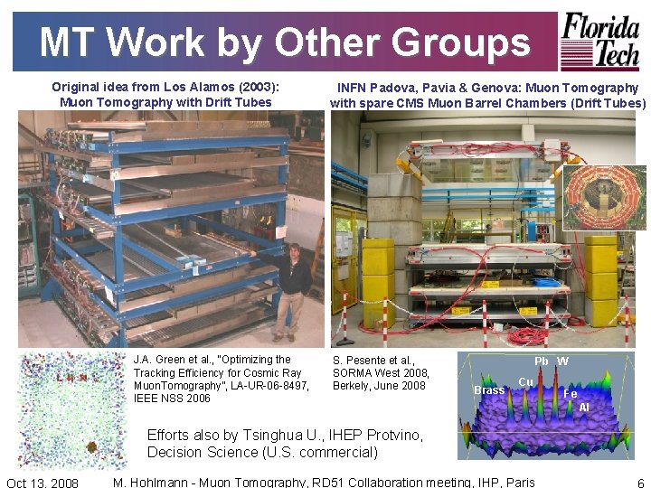 MT Work by Other Groups Original idea from Los Alamos (2003): Muon Tomography with