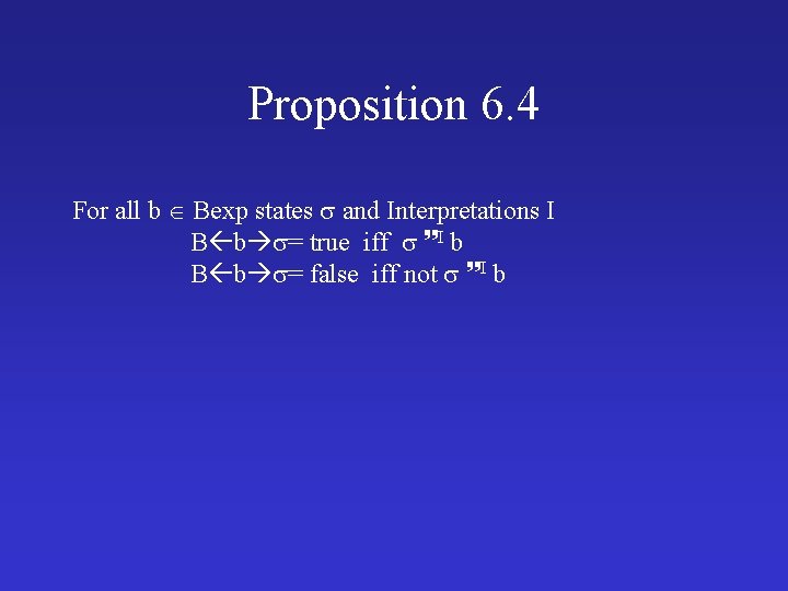 Proposition 6. 4 For all b Bexp states and Interpretations I B b =