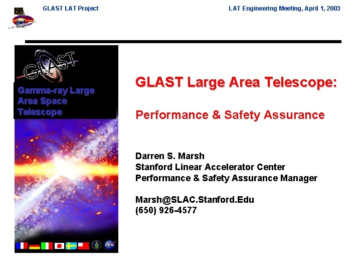 GLAST LAT Project Gamma-ray Large Area Space Telescope LAT Engineering Meeting, April 1, 2003