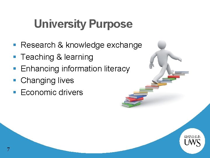 University Purpose § § § 7 Research & knowledge exchange Teaching & learning Enhancing