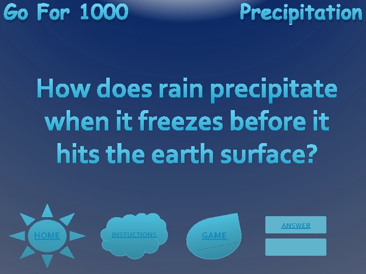 Go For 1000 Precipitation How does rain precipitate when it freezes before it hits
