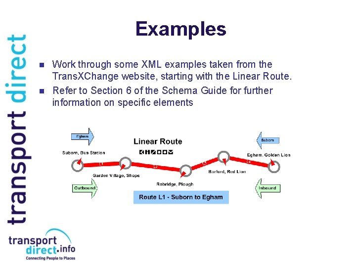 Examples n n Work through some XML examples taken from the Trans. XChange website,