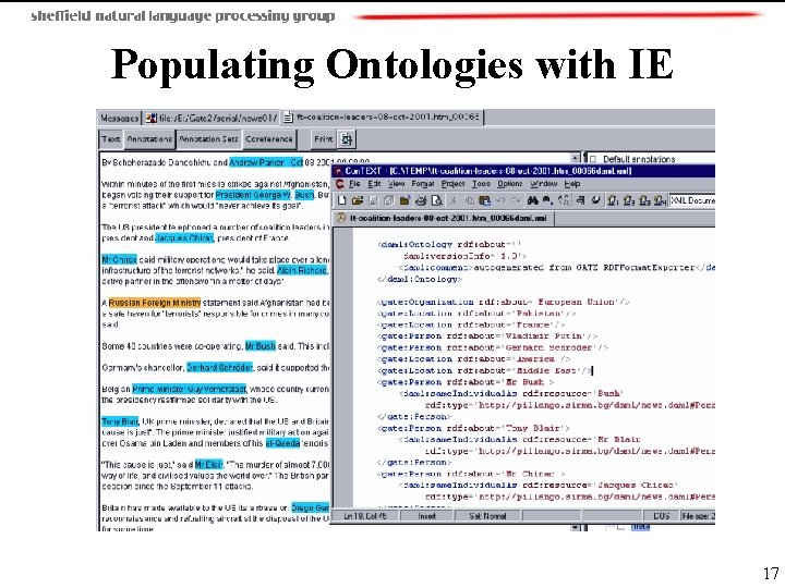 Populating Ontologies with IE 17 