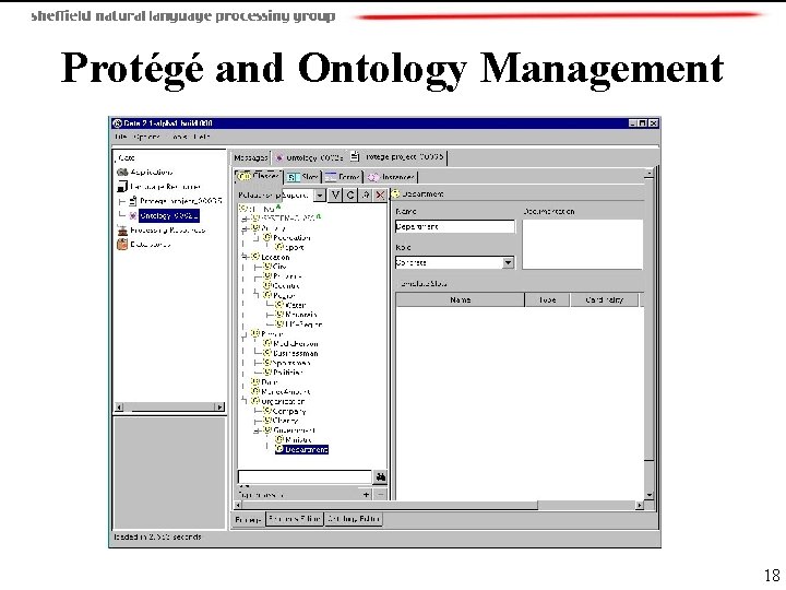 Protégé and Ontology Management 18 