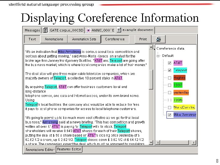 Displaying Coreference Information 8 