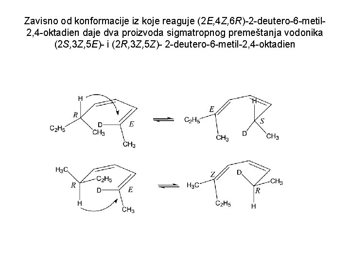 Zavisno od konformacije iz koje reaguje (2 E, 4 Z, 6 R)-2 -deutero-6 -metil