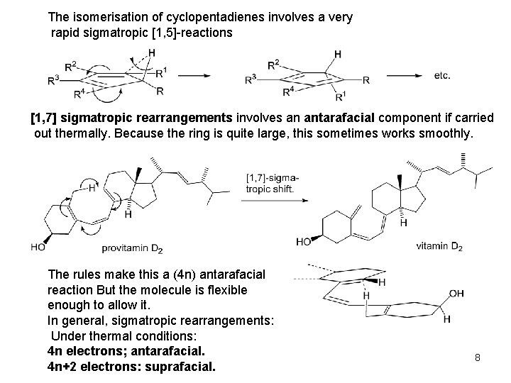 The isomerisation of cyclopentadienes involves a very rapid sigmatropic [1, 5]-reactions [1, 7] sigmatropic