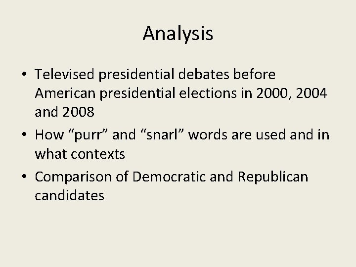 Analysis • Televised presidential debates before American presidential elections in 2000, 2004 and 2008