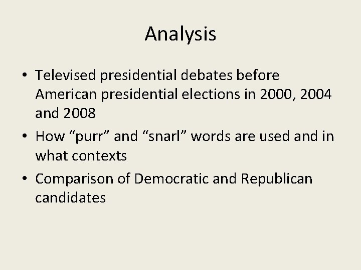 Analysis • Televised presidential debates before American presidential elections in 2000, 2004 and 2008