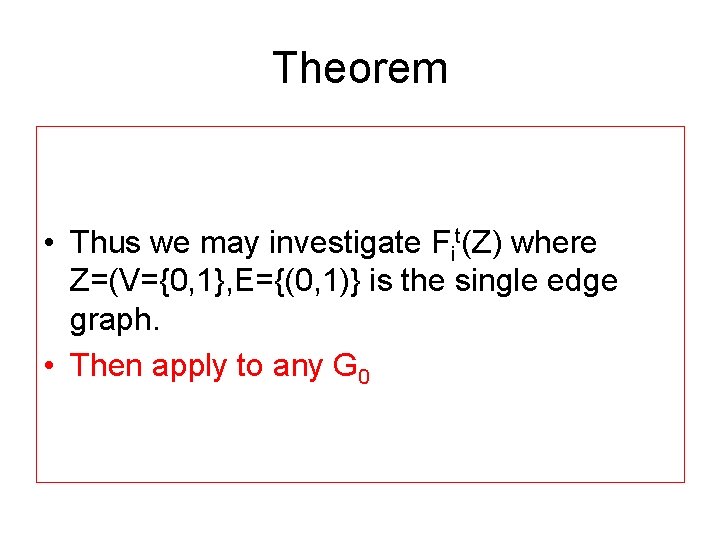 Theorem • Thus we may investigate Fit(Z) where Z=(V={0, 1}, E={(0, 1)} is the Theorem • Thus we may investigate Fit(Z) where Z=(V={0, 1}, E={(0, 1)} is the