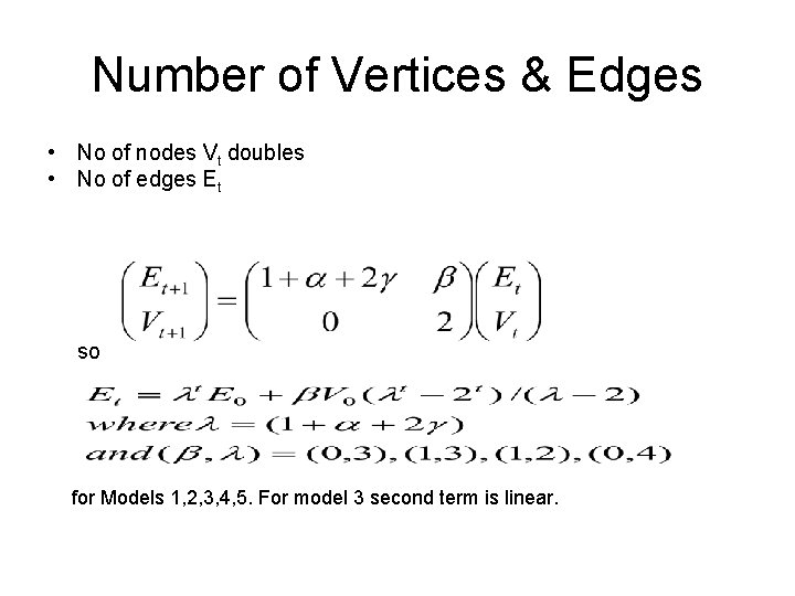 Number of Vertices & Edges • No of nodes Vt doubles • No of Number of Vertices & Edges • No of nodes Vt doubles • No of