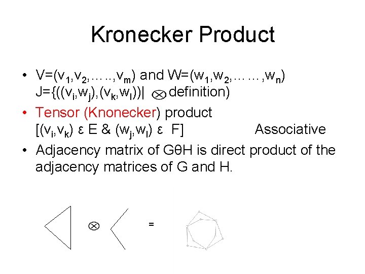 Kronecker Product • V=(v 1, v 2, …. . , vm) and W=(w 1, Kronecker Product • V=(v 1, v 2, …. . , vm) and W=(w 1,