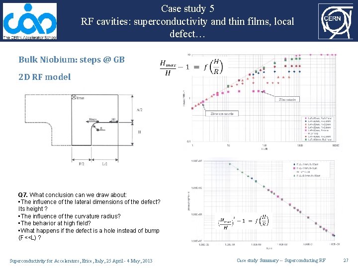 Case study 5 RF cavities: superconductivity and thin films, local defect… Bulk Niobium: steps