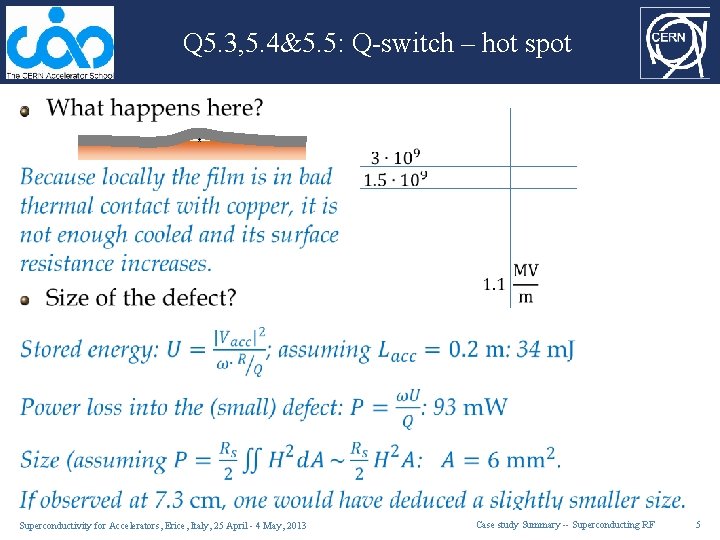 Q 5. 3, 5. 4&5. 5: Q-switch – hot spot * Superconductivity for Accelerators,