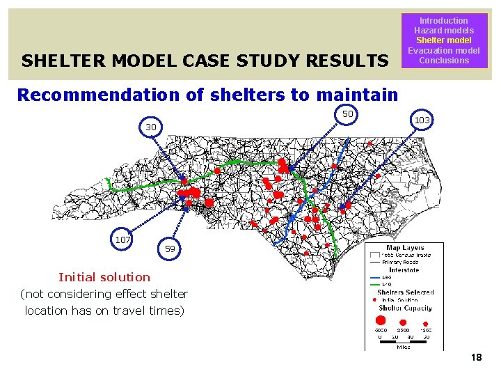 SHELTER MODEL CASE STUDY RESULTS Introduction Hazard models Shelter model Evacuation model Conclusions Recommendation