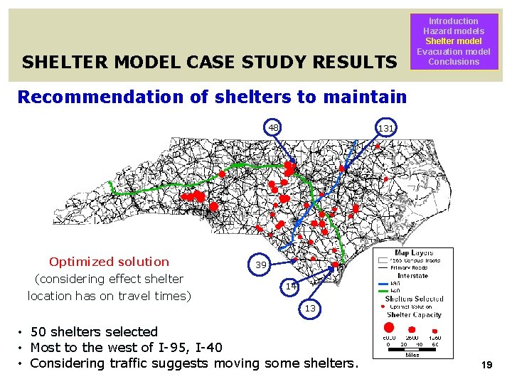 SHELTER MODEL CASE STUDY RESULTS Introduction Hazard models Shelter model Evacuation model Conclusions Recommendation